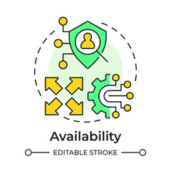 Availability multi color concept icon. Data privacy, process management. Business system. Round shape line illustration. Abstract idea. Graphic design. Easy to use in brochure, booklet