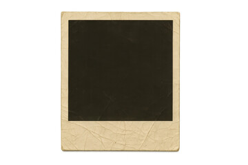 Fototapeta premium Vintage instant film frame with crumpled texture for instant memory and nostalgia concept on transparent background
