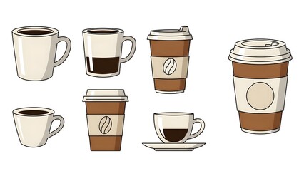 set of coffee cups
