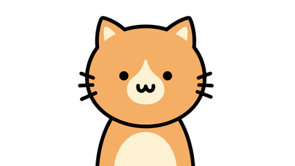 Cute cartoon orange cat with white chest and paws, simple illustration