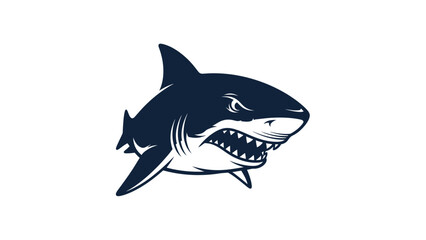 Fierce Shark Illustration - Aggressive Marine Predator with Sharp Teeth and Determined Gaze, Ideal for Wildlife and Sports Themes