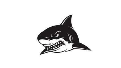 Fierce Shark Head Illustration with Jagged Teeth and Intense Gaze