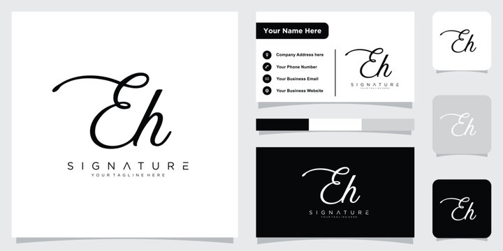 Initial EH handwriting logo template