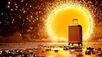 Golden Suitcase Ready for a Radiant Journey