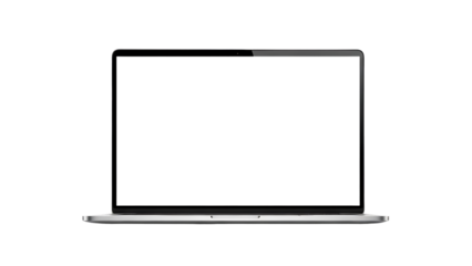 “Modern Laptop Mockup with Blank Screen Isolated on White Background, Realistic Computer Device”