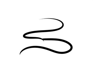 Black, elegant, curving line on a clean white background