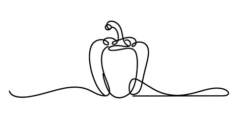 A minimalist single-line illustration of a bell pepper, perfect for simple designs Vector, illustration