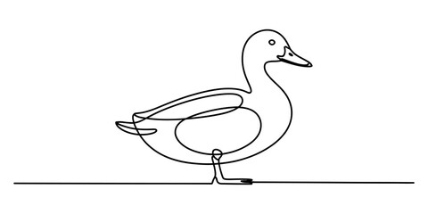 A minimalist one-line drawing of a duck Vector, illustration