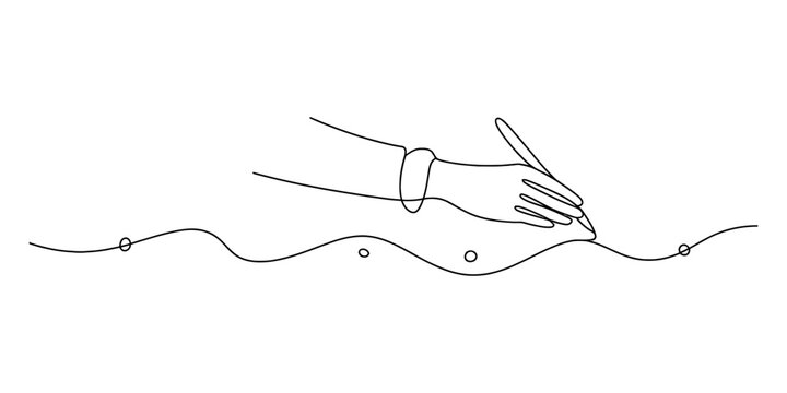 Minimalist continuous line drawing of a hand writing with a pen, symbolizing creativity and flow Vector, illustration