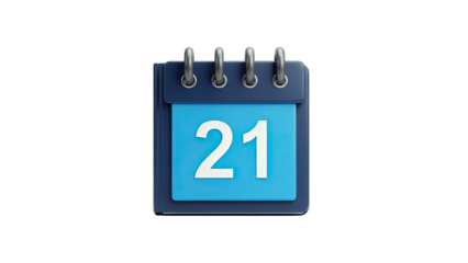 Calendar Showing Date 21 on White Background