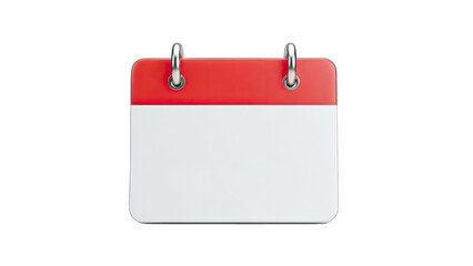 Blank Calendar Page with Red Top on White Background