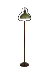 Elegant Bronze Floor Lamp with Green Bell Shade PNG