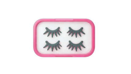 False Eyelashes in a Pink Case on White Background