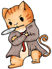 Cute Detective Kitty Graphics – Cartoon Cat Poses & Fun Mystery Items