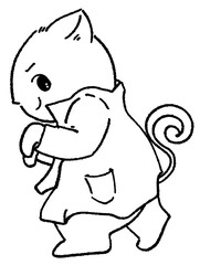 Fototapeta premium Cute Detective Kitty Graphics – Cartoon Cat Poses & Fun Mystery Items