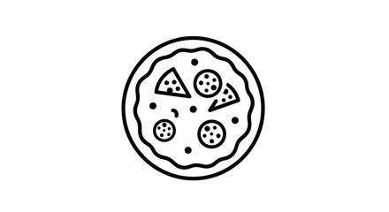 Stylized Outline of a Pizza with Triangular Slices and a Golden Crust on a White Background