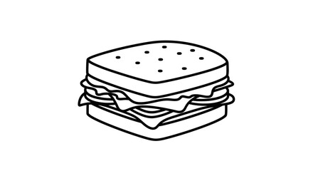 Simple Sandwich Outline Illustration Delicious Food Minimalist Drawing Quick Meal Icon Vector Art