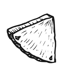 Pineapple slice vector illustration. Tropical ananas chunks isolated, sweet natural fruit art, vintage line sketch for cooking, dessert or cocktail design.