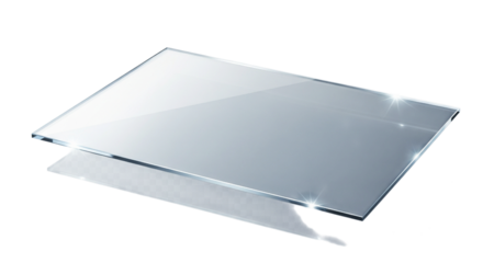 Clear glass pane with reflections, isolated on transparent background