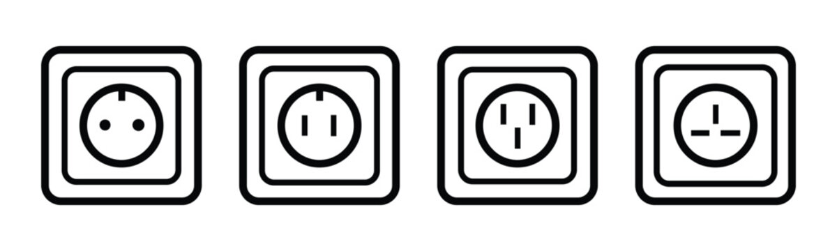 socket icon vector set