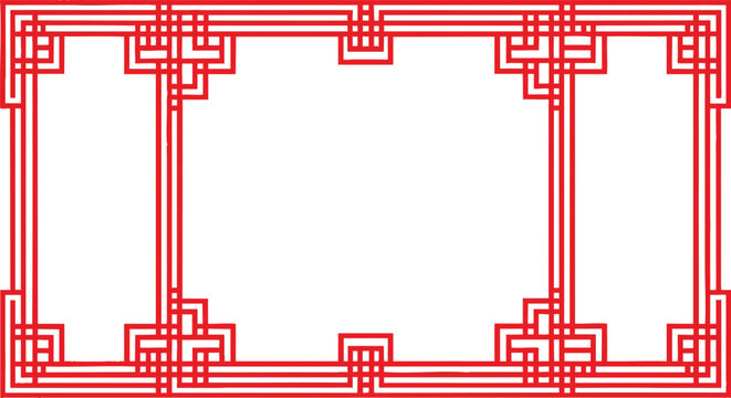 Red geometric decorative frame