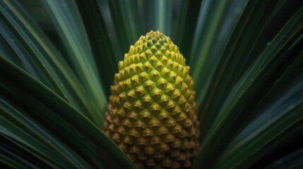 Close-up of pinecone on evergreen tree