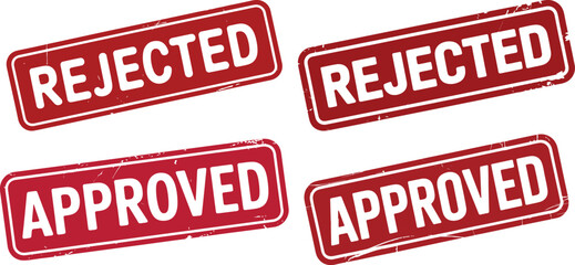 Rejected & Approved Stamp Icon Set – Red Decision Labels for Business, Admin, and Document Review Design