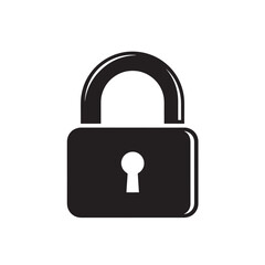 Black Padlock Icon with Keyhole Isolated on White Background symbolizing Security and Protection