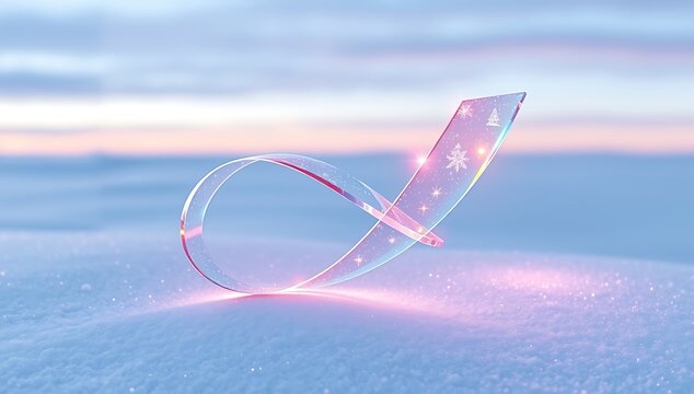 Floating ribbon made out of  transparent crystal