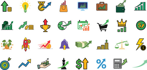 Collection of colorful icons representing various objects and symbols