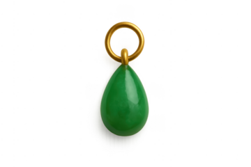 Green teardrop gemstone pendant with gold loop