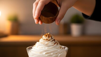 Whipping Cream with Caramel Topping.