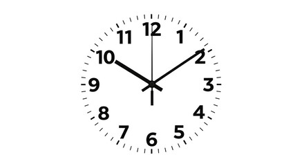 Analog clock showing time, isolated on transparent background