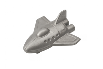 Silver space shuttle token for space travel concepts