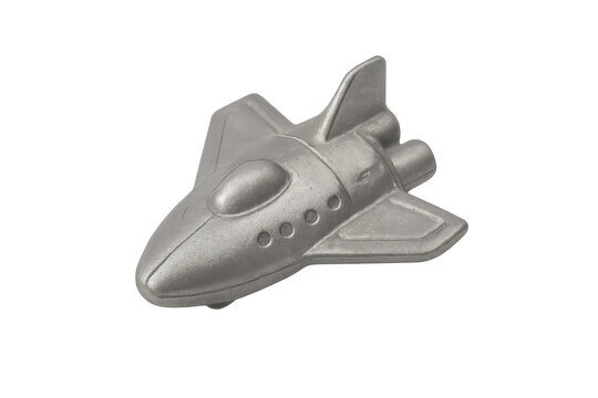 Silver space shuttle token for space travel concepts