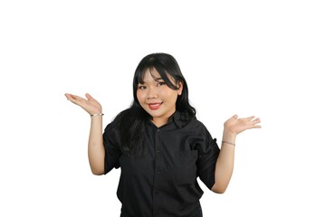 happy young woman with hands up