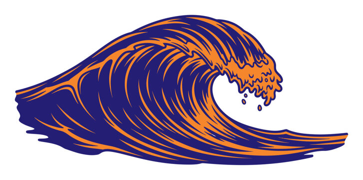 Ocean Wave Marine Duotone Vector Illustration