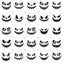 Scary Face Halloween Silhouette Set