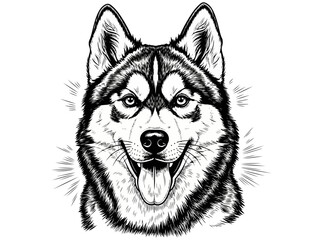 Closeup portrait of a husky dog with detailed fur and expressive eyes