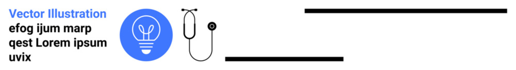 Healthcare innovation, medical services, modern healthcare, diagnosis tools, creativity in medicine, telehealth. A stethoscope paired with a light bulb symbol. Healthcare innovation and medical © robu_s