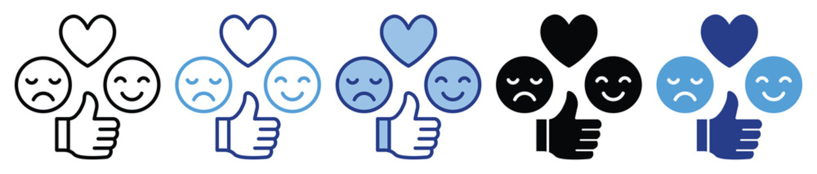 Reaction icon set in multiple style collection