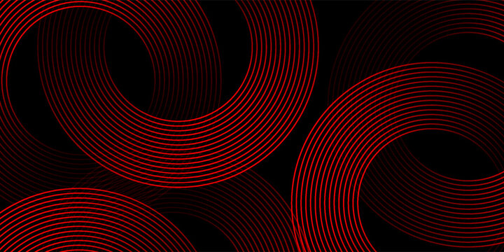 Abstract glowing circle lines on dark blue background. Geometric stripe line art design. Modern shiny blue lines. Futuristic technology concept. Suit for poster, cover, banner, brochure, website