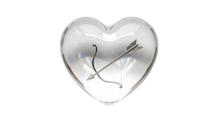 Heart shaped pendant with arrow isolated on transparent background