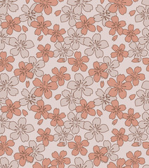 Obraz premium Japanese Sweet Cherry Blossom Vector Seamless Pattern