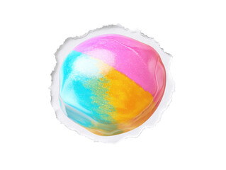 Colorful sphere candy torn on a transparent background