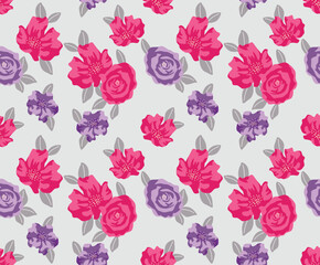 Japanese Romantic Flower Motif Vector Seamless Pattern