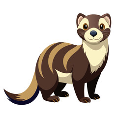 Obraz premium Cartoon ferret with distinctive brown and tan stripes on transparent background
