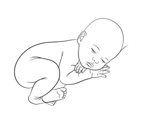 Cute baby crawling on the floor with a happy expression and smiling face