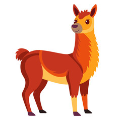 Naklejka premium Colorful Cartoon Llama Standing Upright with Alert Expression on Transparent Background