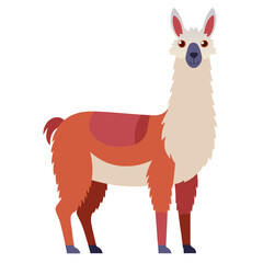 Naklejka premium Cartoon llama with saddle standing proudly on transparent background